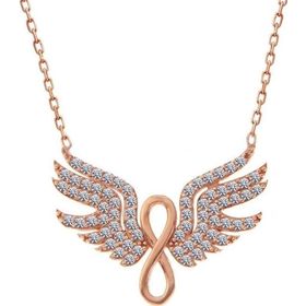 Gumush T7366 Rose Melek Kanadı Sonsuzluk Kadın Gümüş Kolye