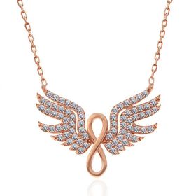 Gumush T7366 Rose Melek Kanadı Sonsuzluk Kadın Gümüş Kolye