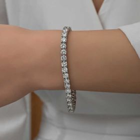 Gumush T7386 5 mm Beyaz Taşlı Su Yolu Kadın Gümüş Bileklik
