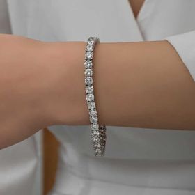 Gumush T7386 5 mm Beyaz Taşlı Su Yolu Kadın Gümüş Bileklik