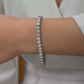 Gumush T7386 5 mm Beyaz Taşlı Su Yolu Kadın Gümüş Bileklik