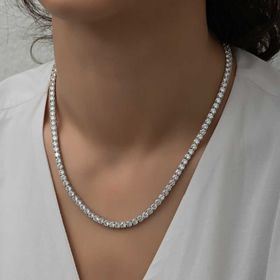 Gumush T7388 Gümüş 4 mm Beyaz Taşlı Su Yolu Kadın Kolye