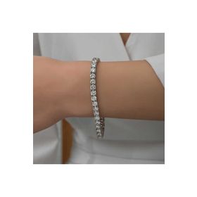 Gumush T7392 3 mm Beyaz Taşlı Su Yolu Kadın Gümüş Bileklik