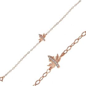 Gumush T7415 Rose Çınar Yaprağı Kadın Gümüş Bileklik