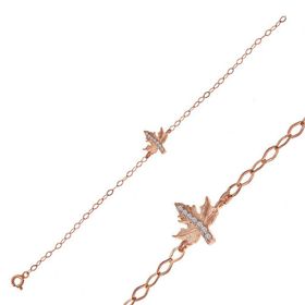 Gumush T7415 Rose Çınar Yaprağı Kadın Gümüş Bileklik