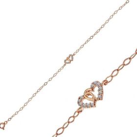 Gumush T7417 Rose Birleşmiş Kalpler Kadın Gümüş Bileklik