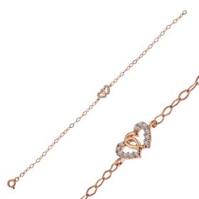 Gumush T7417 Rose Birleşmiş Kalpler Kadın Gümüş Bileklik