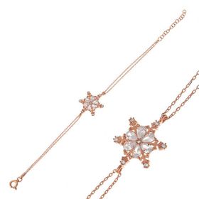 Gumush T7422 ​Rose Kar Çiçeği Kadın Gümüş Bileklik