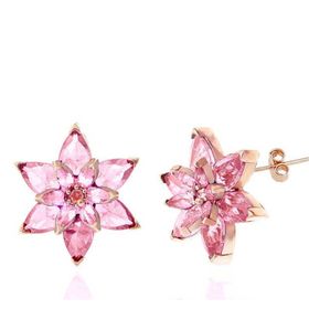 Gumush T7428 Rose Pembe Lotus Çiçeği Çivili Kadın Gümüş Küpe
