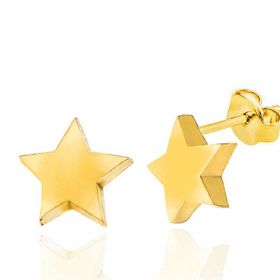 Gumush T7431 Gold Yıldız Çivili Kadın Gümüş Küpe