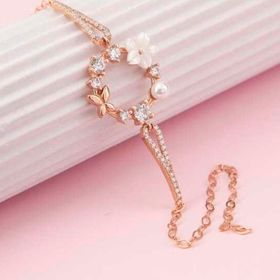 Gumush T7456 Rose Manolya Çiçeği Kelebek Kadın Gümüş Bileklik