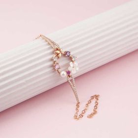 Gumush T7458 Rose Kalp Manolya Çiçeği Kelebek Kadın Gümüş Bileklik
