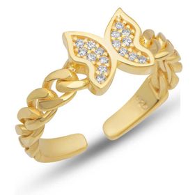 Gumush T7468 Ayarlanabilir Gold Kelebek Kadın Gümüş Yüzük