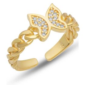 Gumush T7468 Ayarlanabilir Gold Kelebek Kadın Gümüş Yüzük