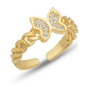 Gumush T7468 Ayarlanabilir Gold Kelebek Kadın Gümüş Yüzük