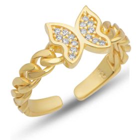 Gumush T7468 Ayarlanabilir Gold Kelebek Kadın Gümüş Yüzük