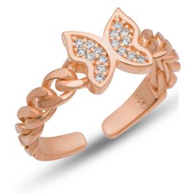 Gumush T7469 Gümüş Ayarlanabilir Rose Kelebek Kadın Yüzük