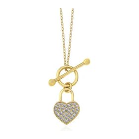 Gumush T7482 Gold Sallantılı Kalp Kadın Gümüş Kolye