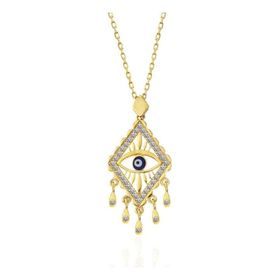 Gumush T7484 Gold Nazarlı Göz Kadın Gümüş Kolye