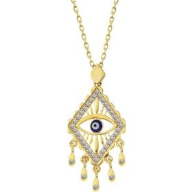Gumush T7484 Gold Nazarlı Göz Kadın Gümüş Kolye