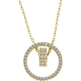 Gumush T7487 Gümüş Gold İç İçe Geçmiş Halka Kadın Kolye