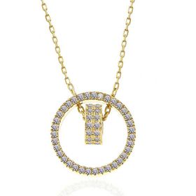 Gumush T7487 Gümüş Gold İç İçe Geçmiş Halka Kadın Kolye