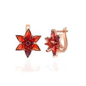 Gumush T7533 Rose Kırmızı Lotus Çiçeği Kadın Gümüş Küpe