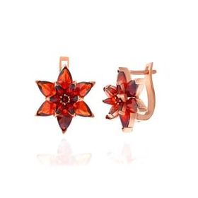 Gumush T7533 Rose Kırmızı Lotus Çiçeği Kadın Gümüş Küpe