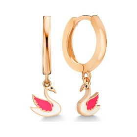 Gumush T7551 Rose Kuğu Sallantılı Kadın Gümüş Küpe