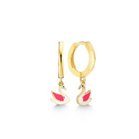 Gumush T7552 Gold Kuğu Sallantılı Kadın Gümüş Küpe