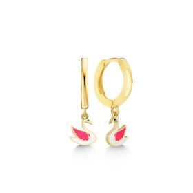 Gumush T7552 Gold Kuğu Sallantılı Kadın Gümüş Küpe