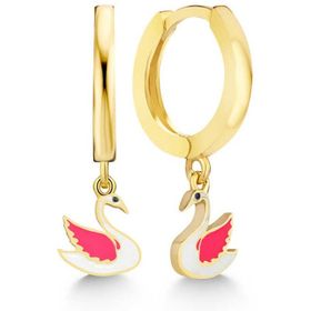 Gumush T7552 Gold Kuğu Sallantılı Kadın Gümüş Küpe