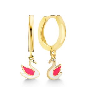 Gumush T7552 Gold Kuğu Sallantılı Kadın Gümüş Küpe