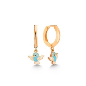 Gumush T7554 Rose Mavi Renkli Sallantılı Kuş Kadın Gümüş Küpe