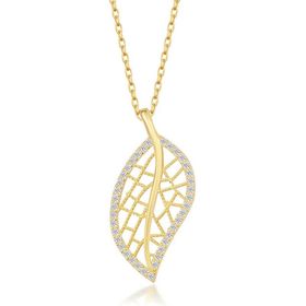 Gumush T7555 Gold Yaprak Kadın Gümüş Kolye