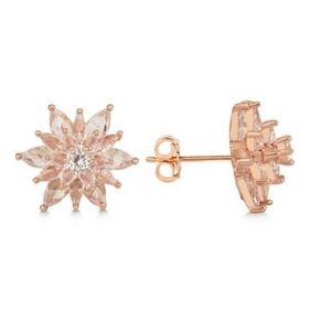 Gumush T7558 Rose 4 Katman Lotus Çiçeği Kadın Çivili Gümüş Küpe