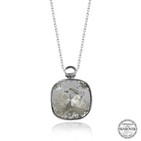 Gumush T7585 Swarovski Crystal Taşlı Kare Kadın Gümüş Kolye