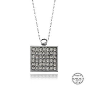 Gumush T7585 Swarovski Crystal Taşlı Kare Kadın Gümüş Kolye