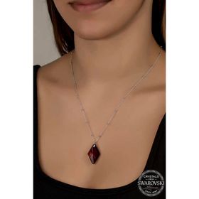Gumush T7632 Swarovski Crystal Taşlı Ametist Top Zincir Kadın Gümüş Kolye