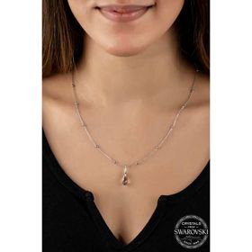 Gumush T7632 Swarovski Crystal Taşlı Ametist Top Zincir Kadın Gümüş Kolye