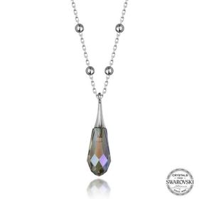 Gumush T7632 Swarovski Crystal Taşlı Ametist Top Zincir Kadın Gümüş Kolye