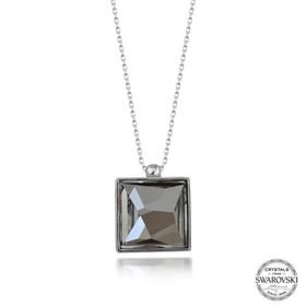 Gumush T7633 Swarovski Crystal Taşlı Kare Kadın Gümüş Kolye