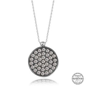 Gumush T7635 Swarovski Crystal Taşlı Yuvarlak Kadın Gümüş Kolye