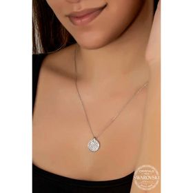 Gumush T7635 Swarovski Crystal Taşlı Yuvarlak Kadın Gümüş Kolye