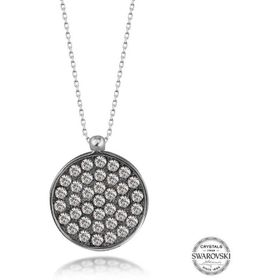 Gumush T7635 Swarovski Crystal Taşlı Yuvarlak Kadın Gümüş Kolye