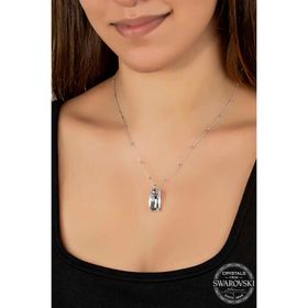 Gumush T7641 Swarovski Crystal Taşlı Top Zincir Baget Kadın Gümüş Kolye