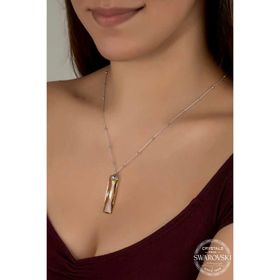 Gumush T7641 Swarovski Crystal Taşlı Top Zincir Baget Kadın Gümüş Kolye