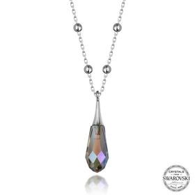Gumush T7642 Swarovski Crystal Taşlı Ametist Top Zincir Kadın Gümüş Kolye