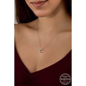 Gumush T7645 Swarovski Crystal Taşlı Drop Kesim Kadın Gümüş Kolye