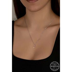Gumush T7645 Swarovski Crystal Taşlı Drop Kesim Kadın Gümüş Kolye